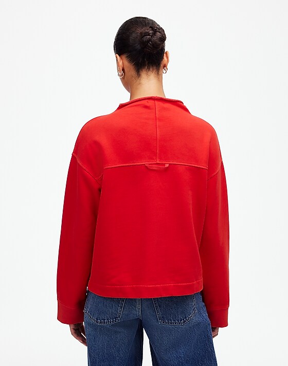 Madewell Long-Sleeve Funnel-Neck Sweatshirt Bright Cherry