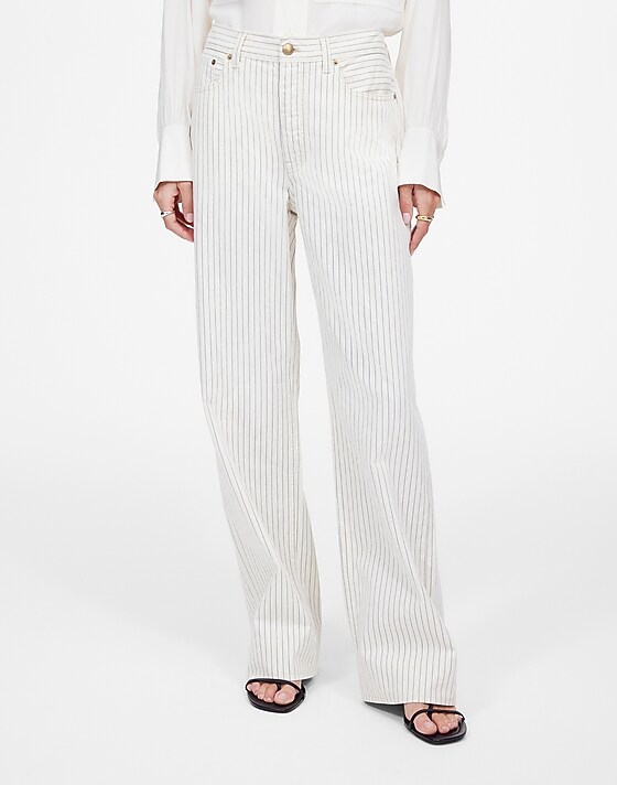 Madewell Low-Slung Baggy Jeans Grey Railroad Stripe