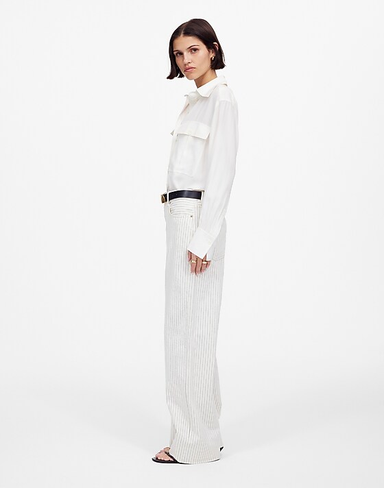 Madewell Low-Slung Baggy Jeans Grey Railroad Stripe