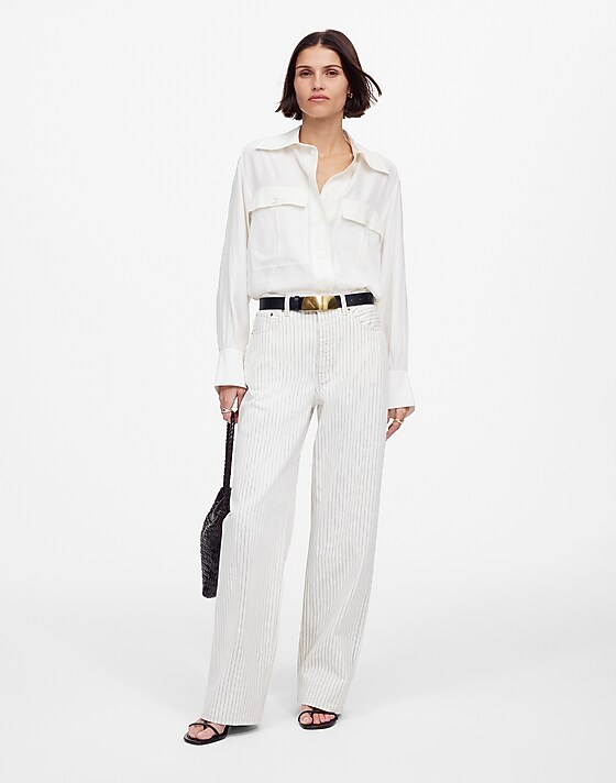 madewell Low-Slung Baggy Jeans grey railroad stripe