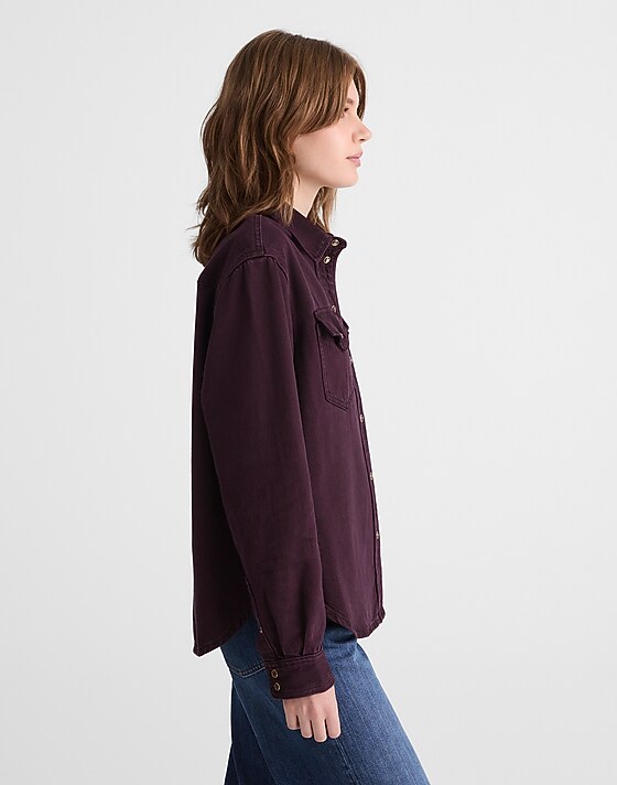 Madewell Airy Denim Oversized Shirt Dark Burgundy