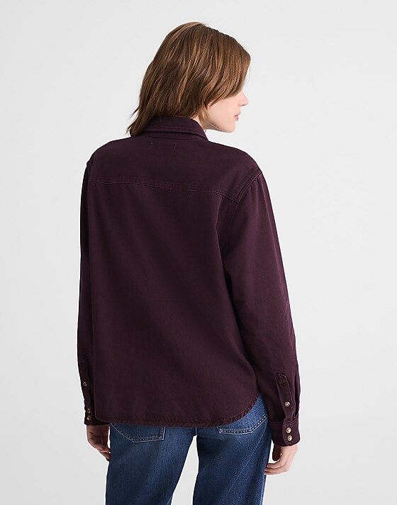 Madewell Airy Denim Oversized Shirt Dark Burgundy