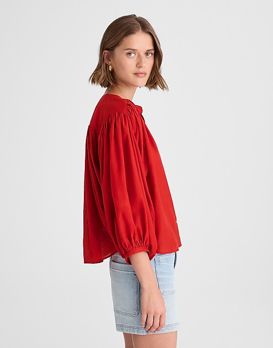 Madewell Balloon-Sleeve Top Cherry Red