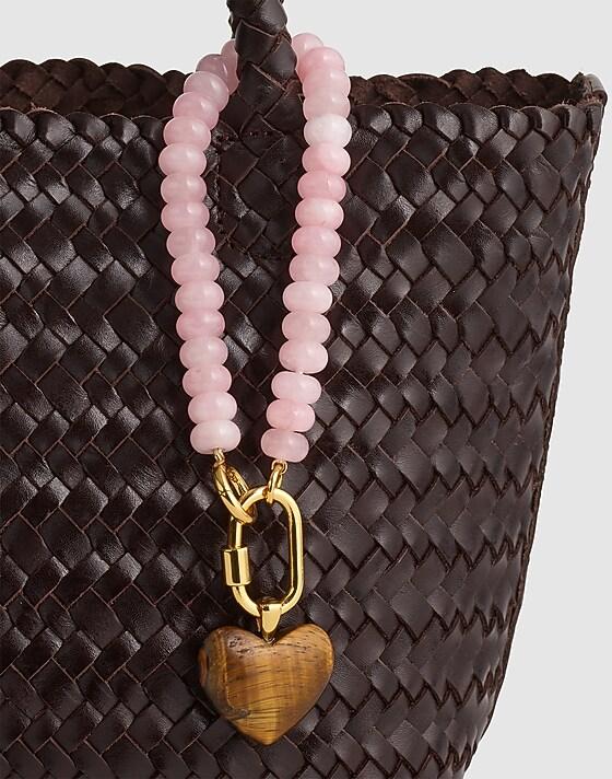 Madewell Beaded Heart Carabiner Bag Charm Cinnamon