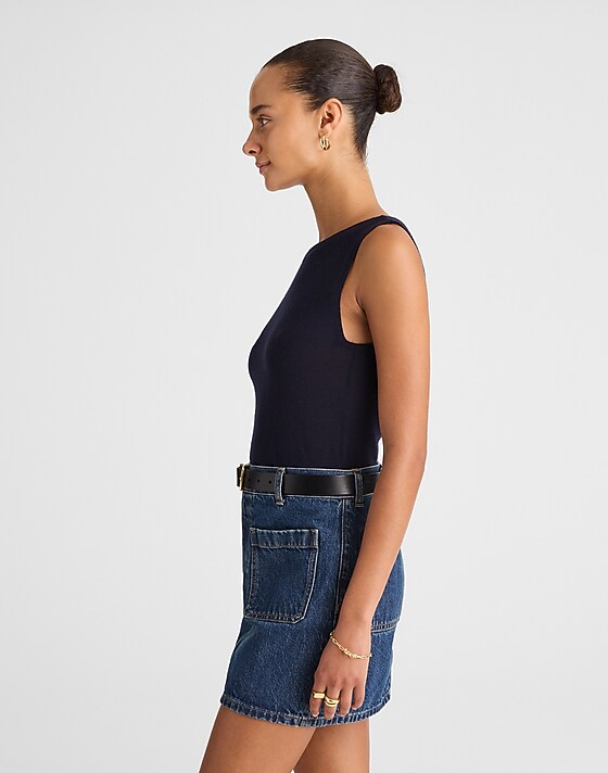 Madewell Boatneck Sleeveless Sweater Black