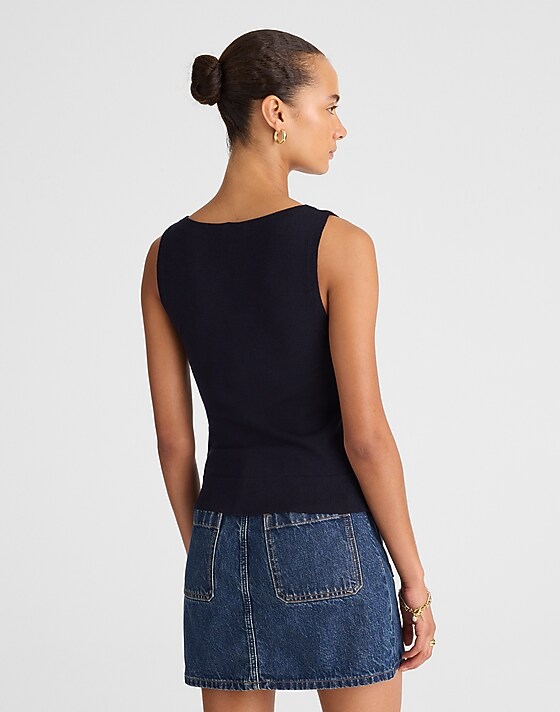 Madewell Boatneck Sleeveless Sweater Black