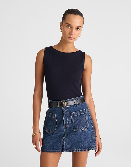 madewell Boatneck Sleeveless Sweater black