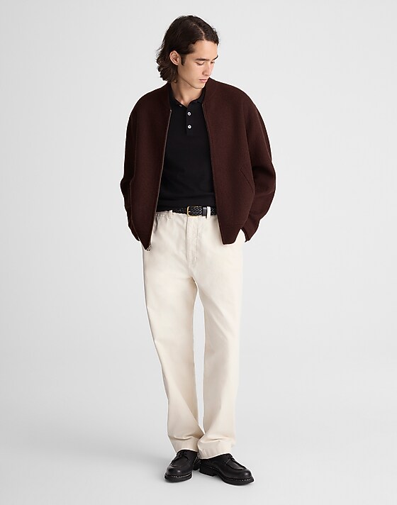 Madewell Boiled Wool Baseball Jacket Espresso Bean