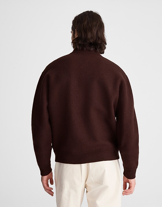 Madewell Boiled Wool Baseball Jacket Espresso Bean