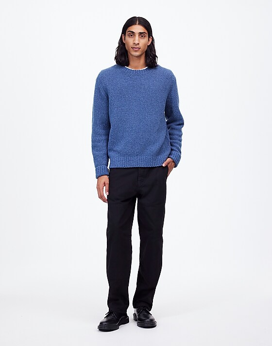 Madewell Bouclé Crewneck Sweater Blue Iris