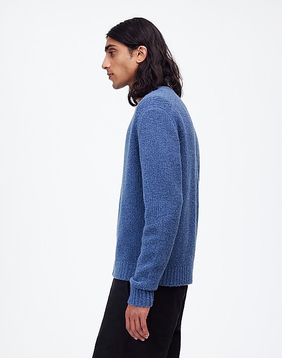 Madewell Bouclé Crewneck Sweater Blue Iris