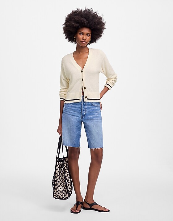Madewell Bouclé-Knit Cardigan Vintage Ivory