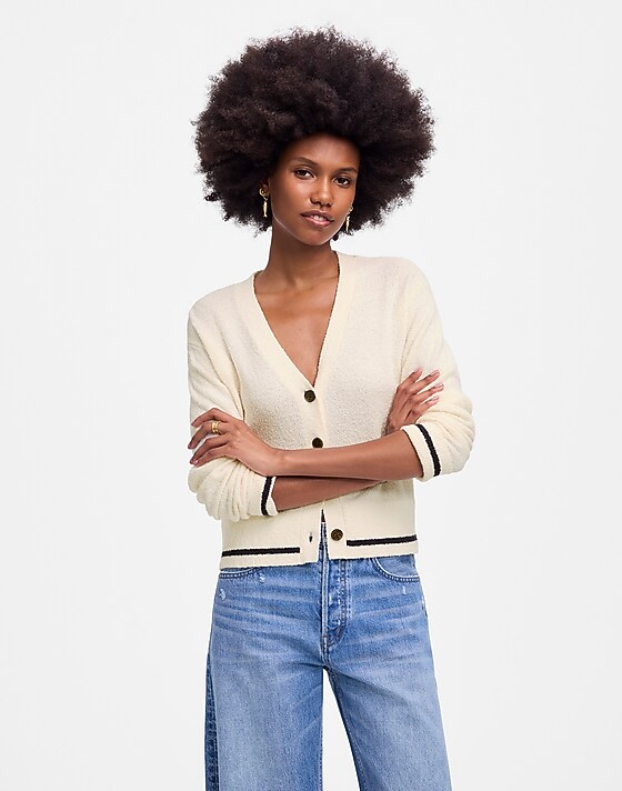 madewell Bouclé-Knit Cardigan vintage ivory
