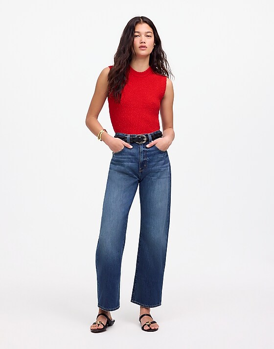 Madewell Bouclé-Knit Sweater Tank Cerise
