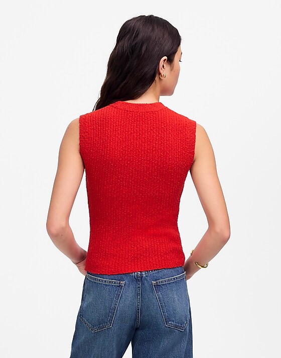 Madewell Bouclé-Knit Sweater Tank Cerise