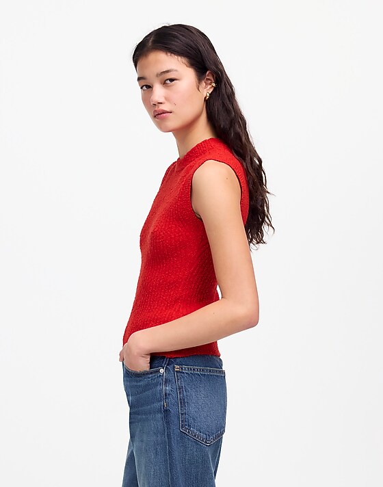 Madewell Bouclé-Knit Sweater Tank Cerise