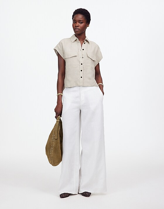 Madewell Boxy Cargo-Pocket Button-Up Shirt Oat