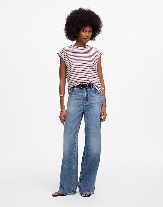 Madewell Boxy Muscle Tee In Stripe White