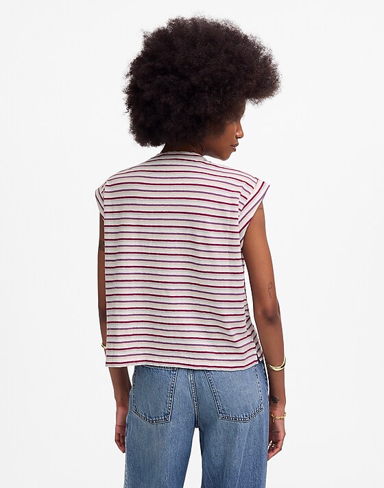 Madewell Boxy Muscle Tee In Stripe White