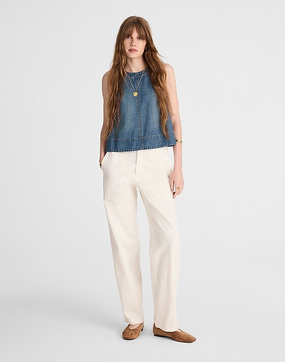 Madewell Boxy Shell Top In Airy Denim Mosby Wash