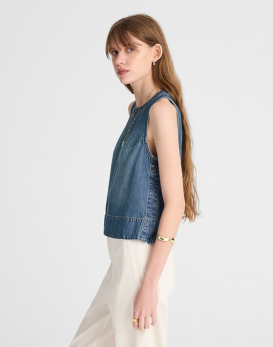 Madewell Boxy Shell Top In Airy Denim Mosby Wash