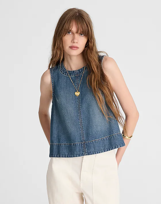 Madewell Boxy Shell Top In Airy Denim Mosby Wash