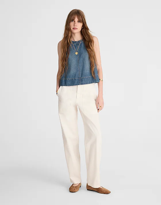 Madewell Boxy Shell Top In Airy Denim Mosby Wash