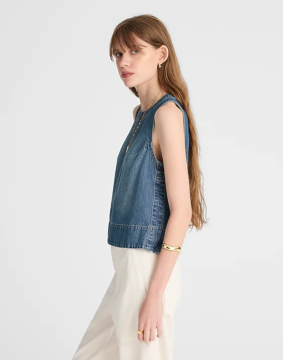 Madewell Boxy Shell Top In Airy Denim Mosby Wash