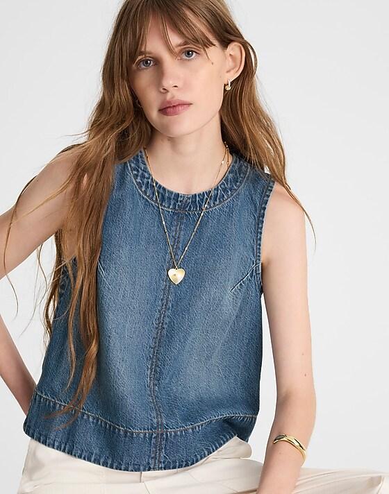 madewell Boxy Shell Top in Airy Denim mosby wash