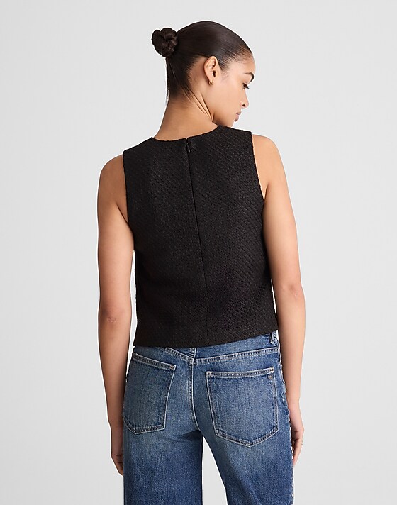 Madewell Boxy Shell Top In Tweed Black Tweed Blend