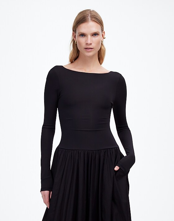 Madewell Bubble-Hem Midi Dress True Black