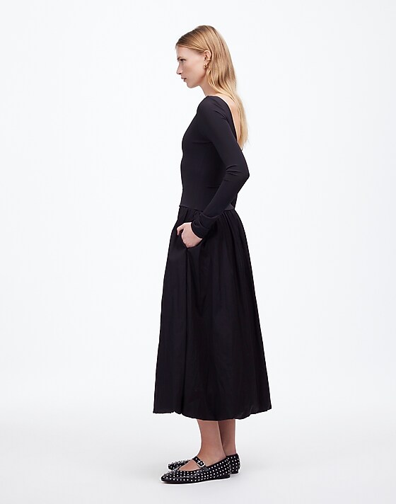 Madewell Bubble-Hem Midi Dress True Black