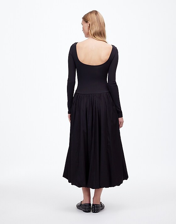 Madewell Bubble-Hem Midi Dress True Black