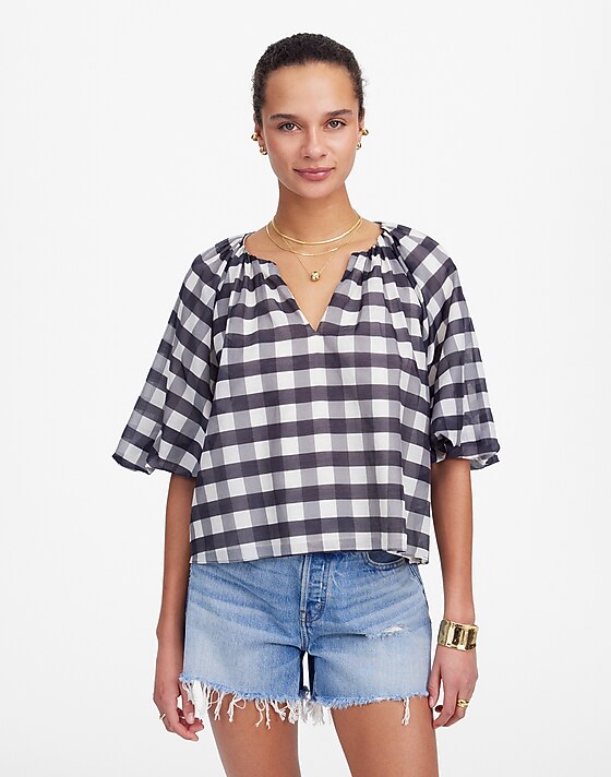 Madewell Bubble-Sleeve Top True Black
