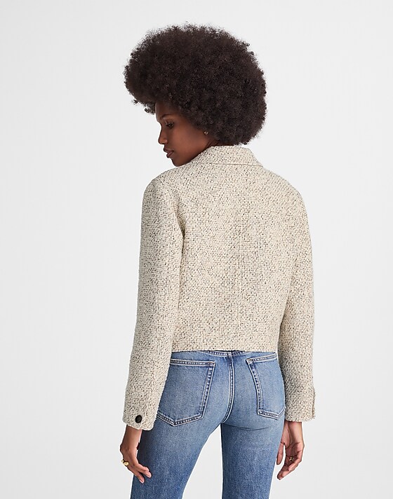 Madewell Button-Front Jacket In Bouclé Ivory Brown