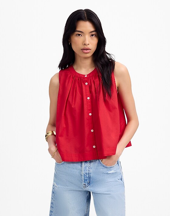 madewell Button-Front Tank watermelon
