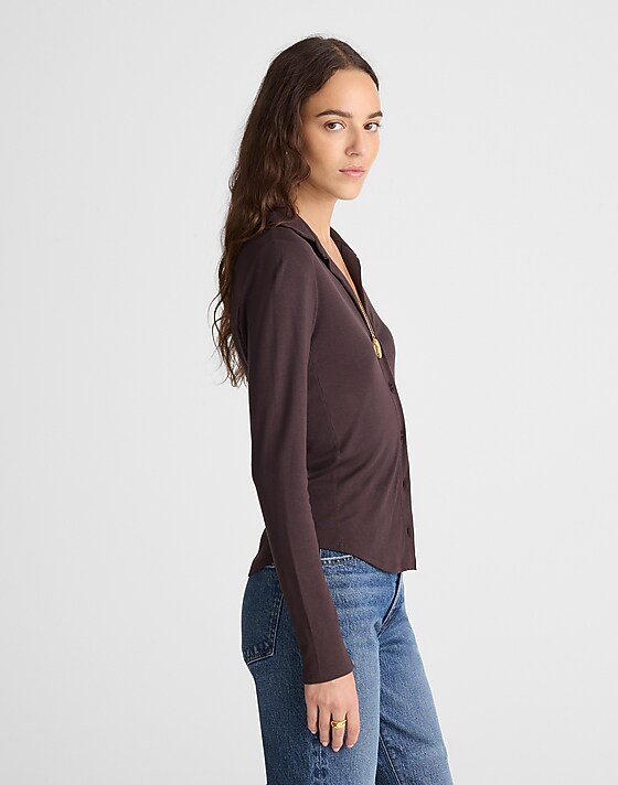 Madewell Camp Long-Sleeve Top Molasses