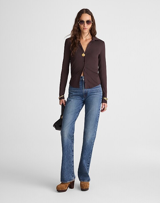 Madewell Camp Long-Sleeve Top Molasses
