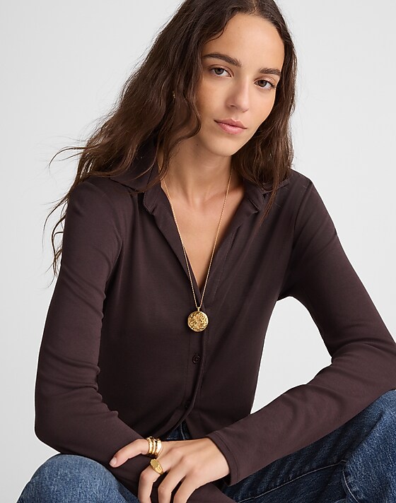 madewell Camp Long-Sleeve Top molasses