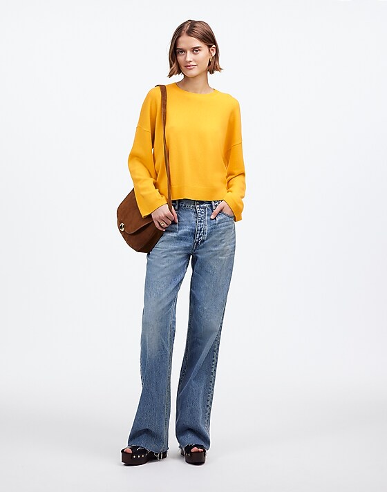 Madewell Cashmere Boxy Sweater Canary