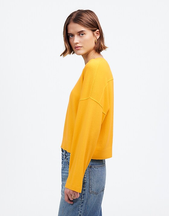Madewell Cashmere Boxy Sweater Canary