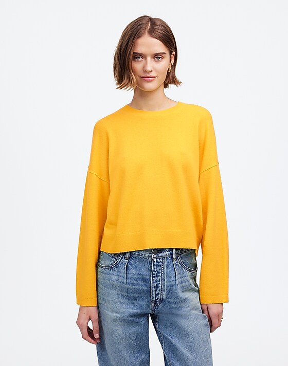madewell Cashmere Boxy Sweater canary