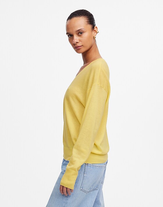 Madewell Cashmere U-Neck Pullover Iced Lemon