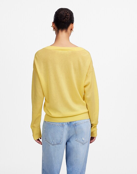 Madewell Cashmere U-Neck Pullover Iced Lemon