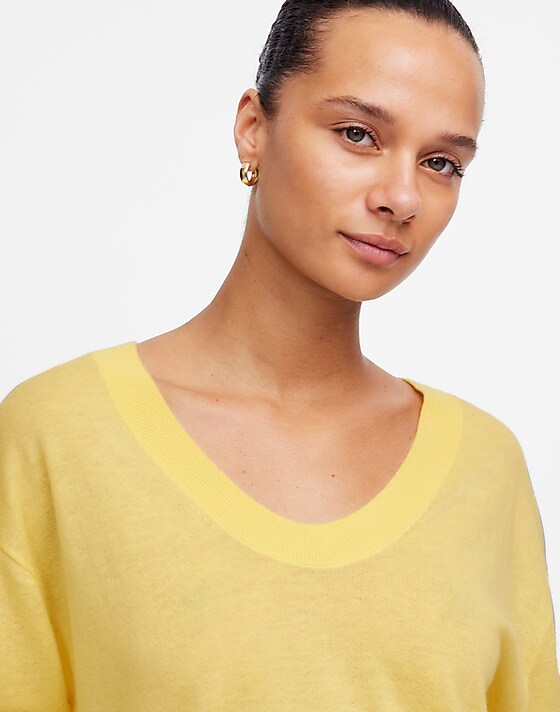 madewell Cashmere U-Neck Pullover iced lemon