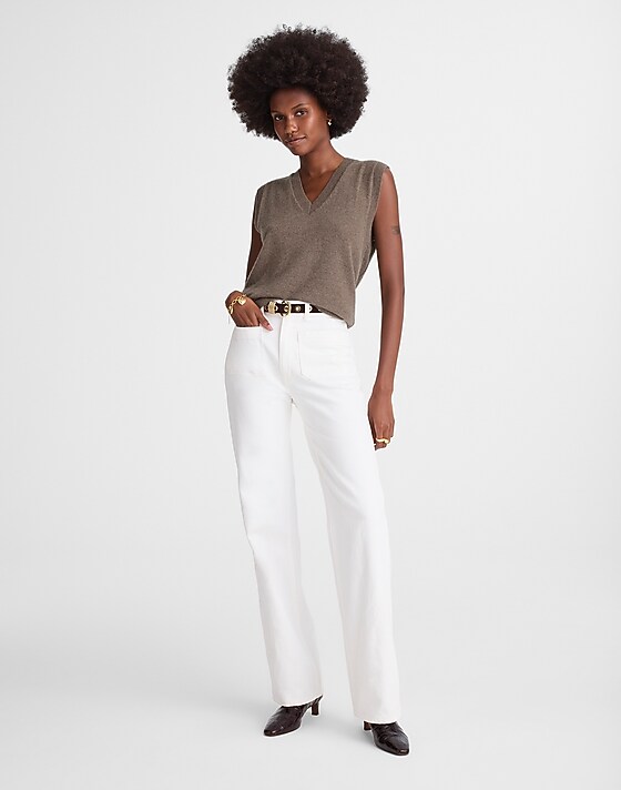 Madewell Cashmere V-Neck Sweater Vest Mink Hthr