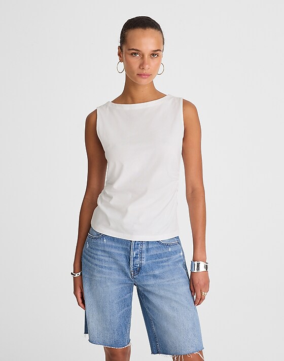 madewell Cinched Crewneck Tank white