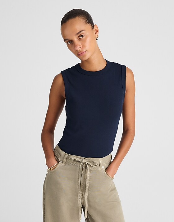 madewell Compact Shell Tank midnight navy