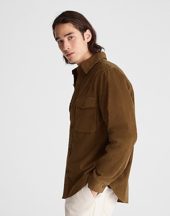 Madewell Corduroy Work Shirt Woodland Brown