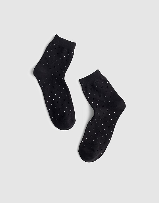 madewell Cotton Ankle Socks in Polka Dot jet black